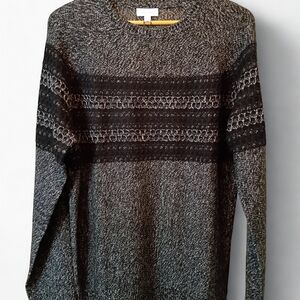 Calvin Klein Men's Black And Gray Striped Sweater Size Large NEW